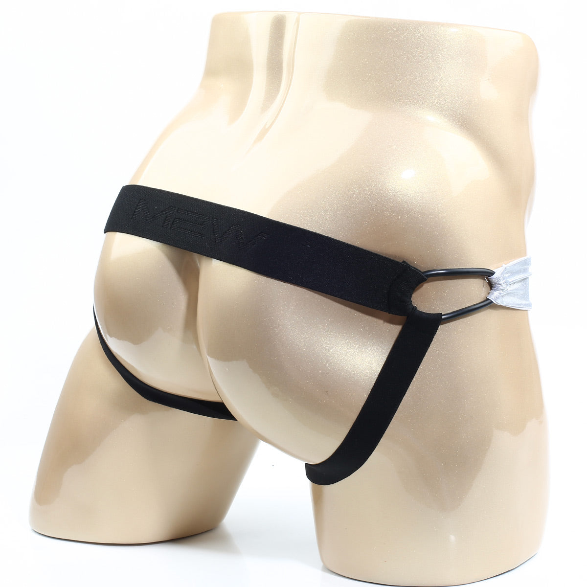 Black elastic briefs with a sleek minimalist design and subtle metro malewear logo on the waistband