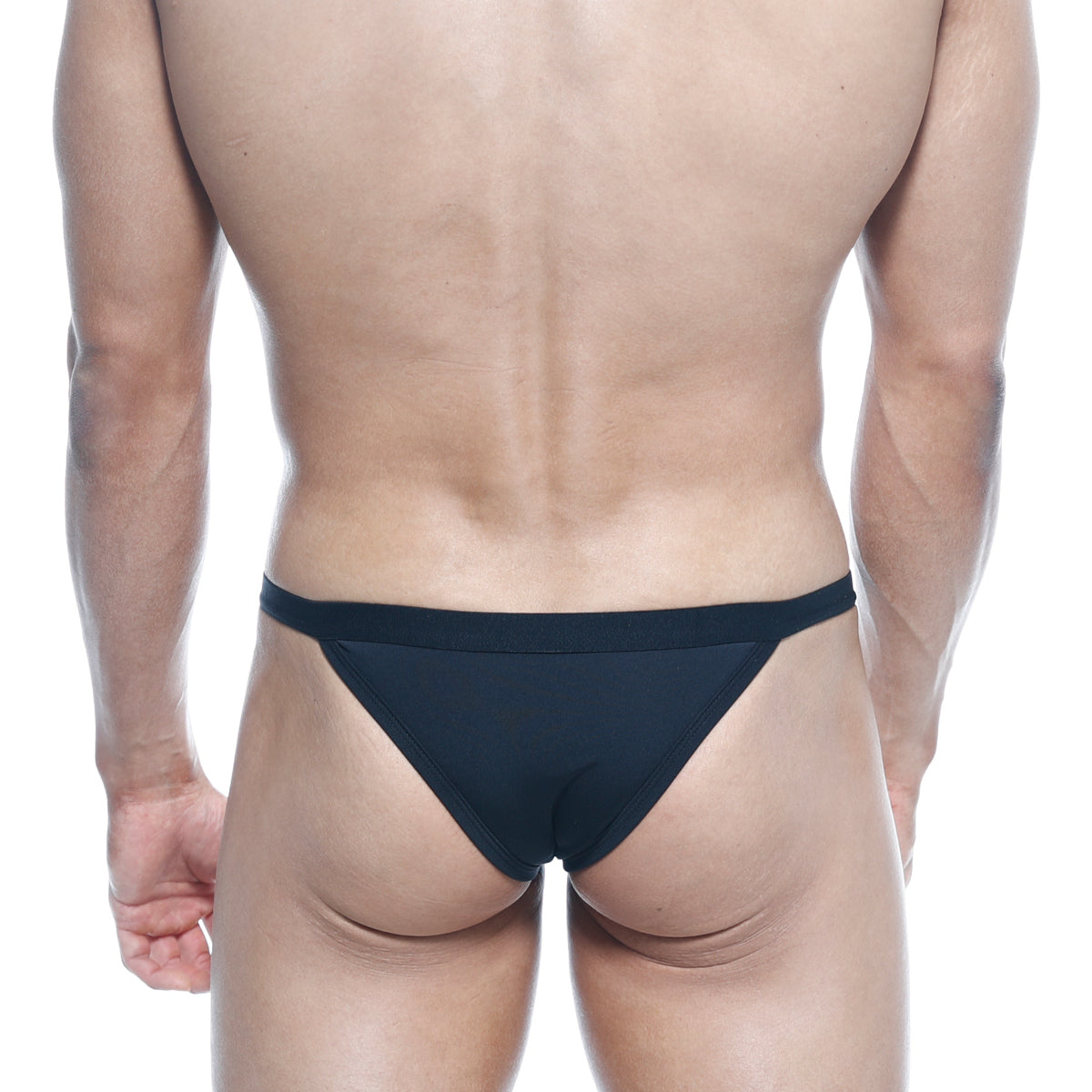 Black triangular briefs metroMalewear avant-garde bikini black 1115-20 with smooth form-fitting fabric front view