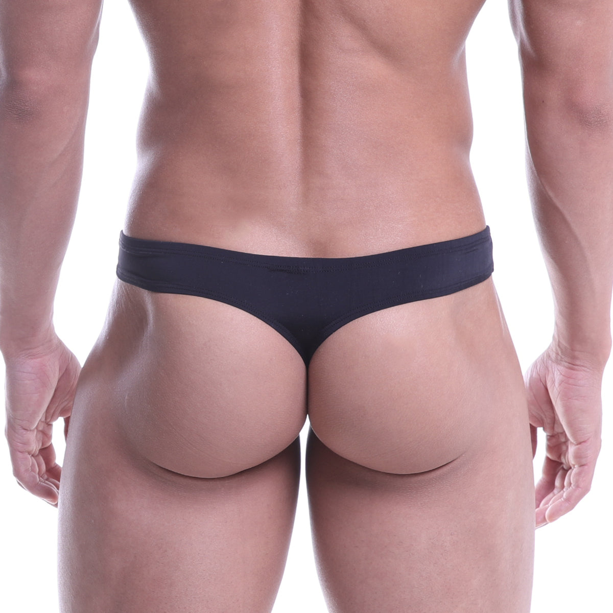MetroMaleWear Epoca black thong made of smooth stretchy fabric showcasing the front design
