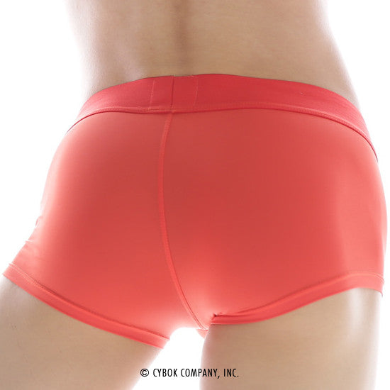 Coral-colored MetroMaleWear Minimo waistband boxer briefs with smooth elastic waistband and form-fitting design