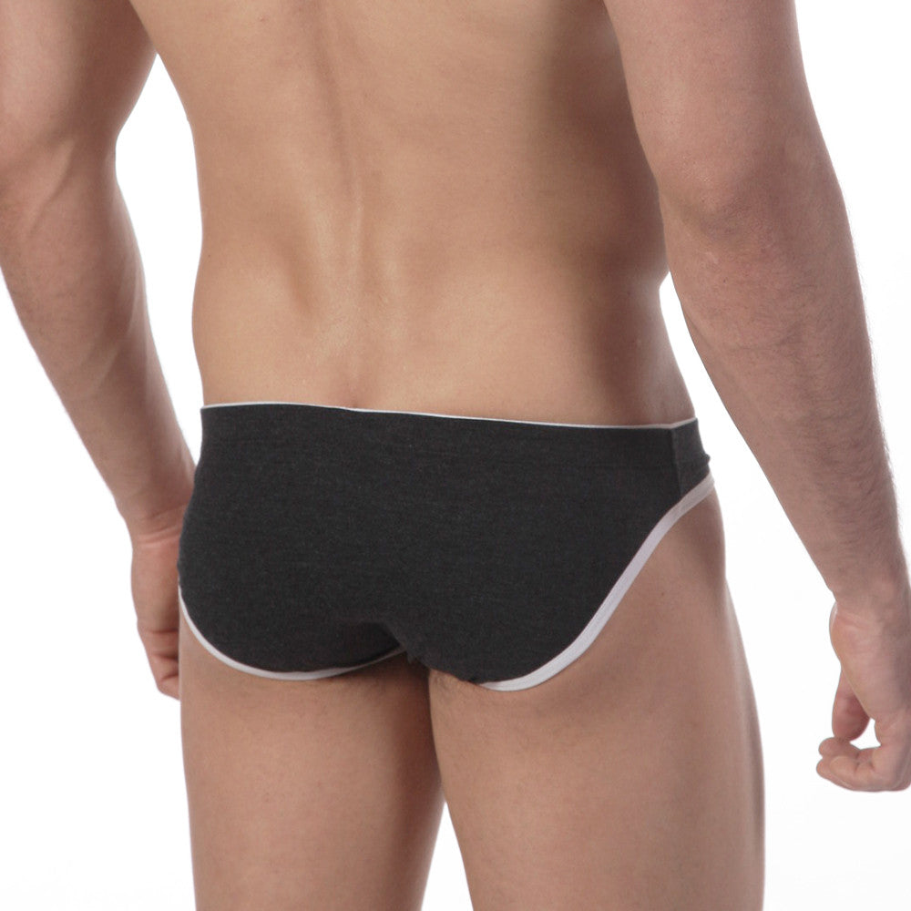 Metro male wear terrace hip brief charcoal 3106-11 black briefs with white trim designed for comfortable everyday use