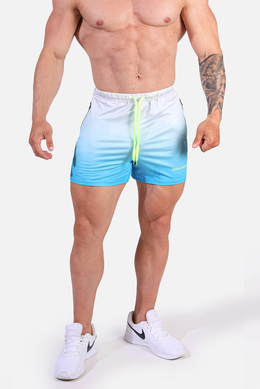 Jed North Men's Agile Bodybuilding 4'' Shorts w Zipper Pockets - Blue Ombre