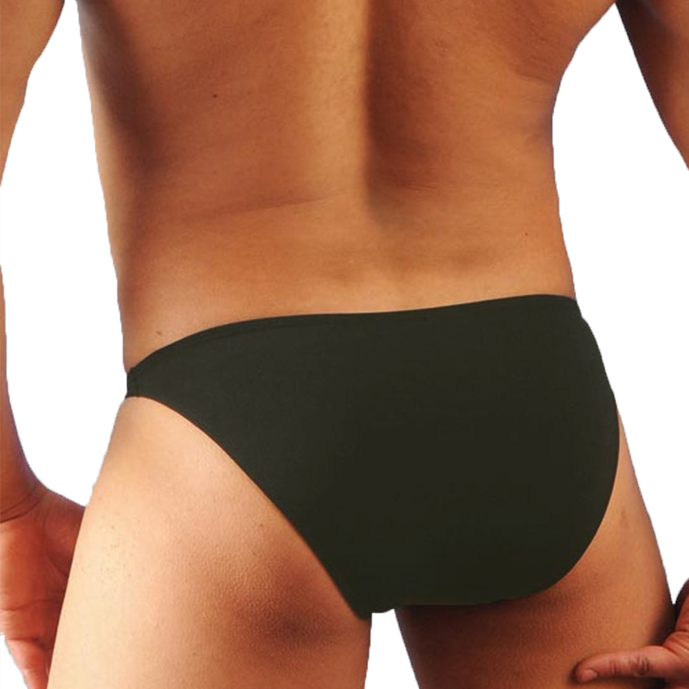 Black seamless briefs with smooth design from metromalewear sunbathing bikini in dark green 2004-26