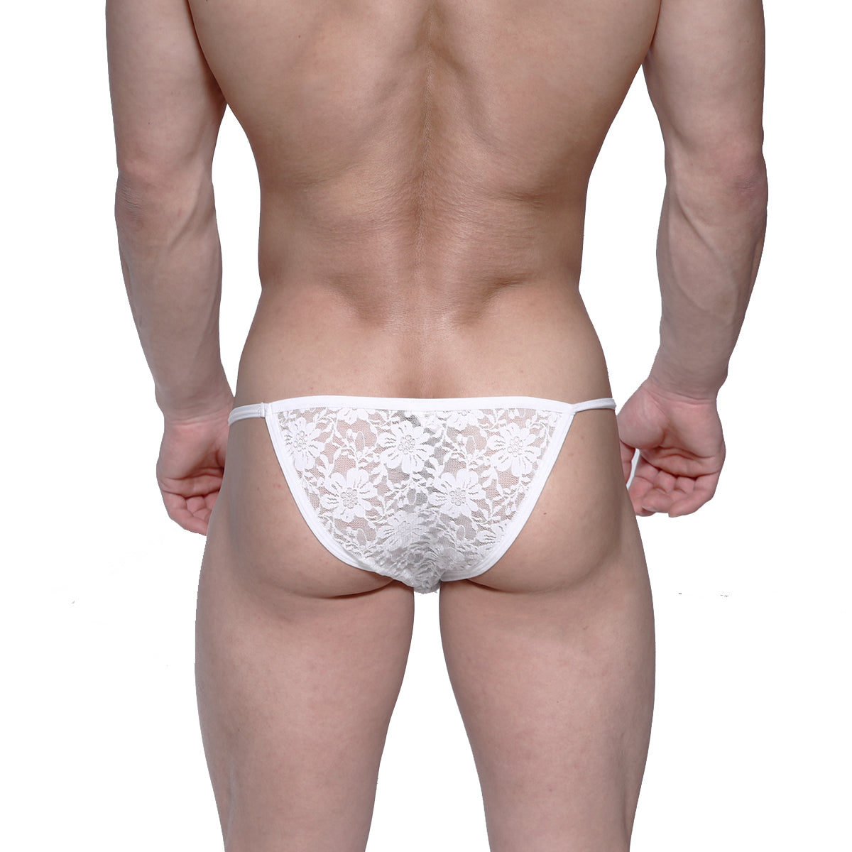 White lace thong with floral pattern and thin straps from metromalewear string bikini 2005-70