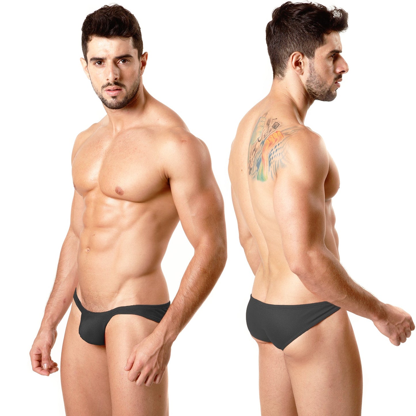 MetroMaleWear minimo hip brief metallic black 2006-201 black form-fitting snug men’s underwear briefs