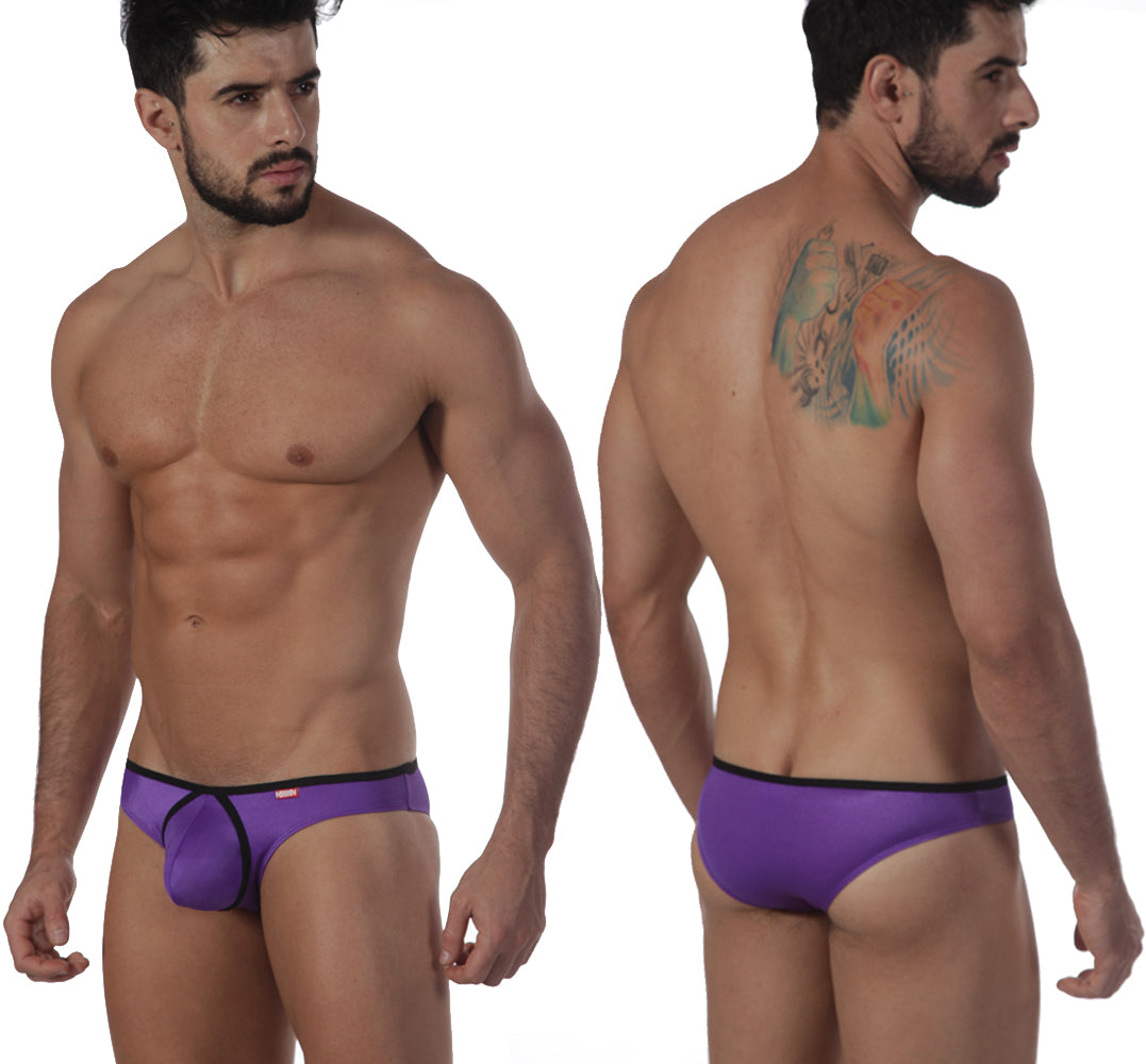 Metro male wear lasso bikini purple 2009-19 athletic briefs purple with black trim front view