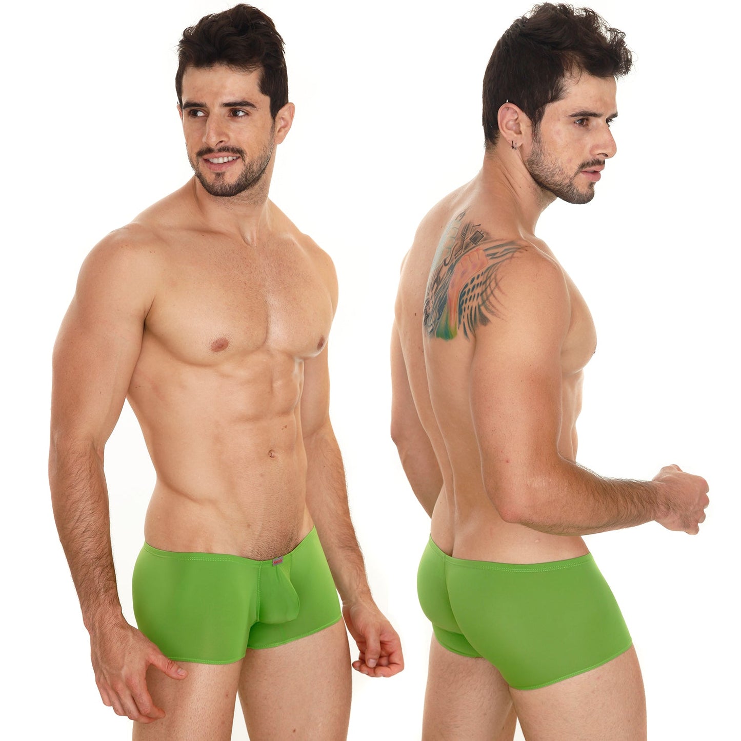 Bright green MetroMaleWear Minimo boxer 2013-17 men’s briefs with smooth stretchy fabric and centered pouch design