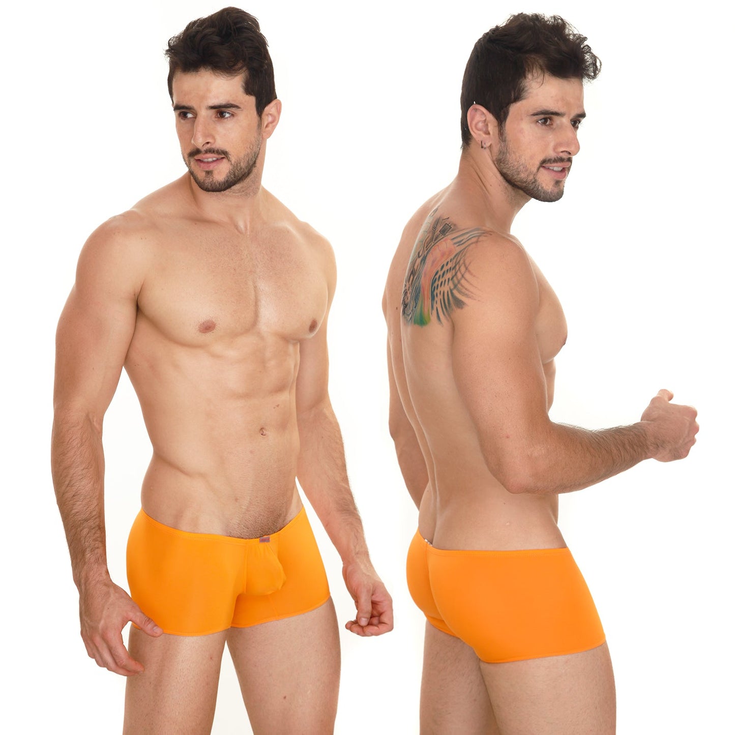 Bright orange MetroMaleWear Minimo boxer briefs with smooth form-fitting fabric and subtle elastic waistband
