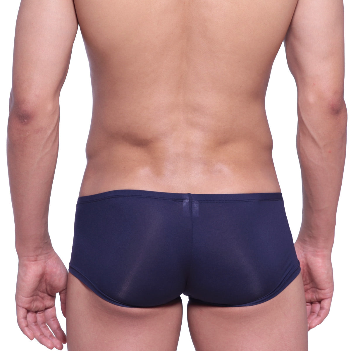 NavymaleWear Minimo boxer navy 2013-28 navy blue sheer mesh briefs showcasing front fit and fabric details