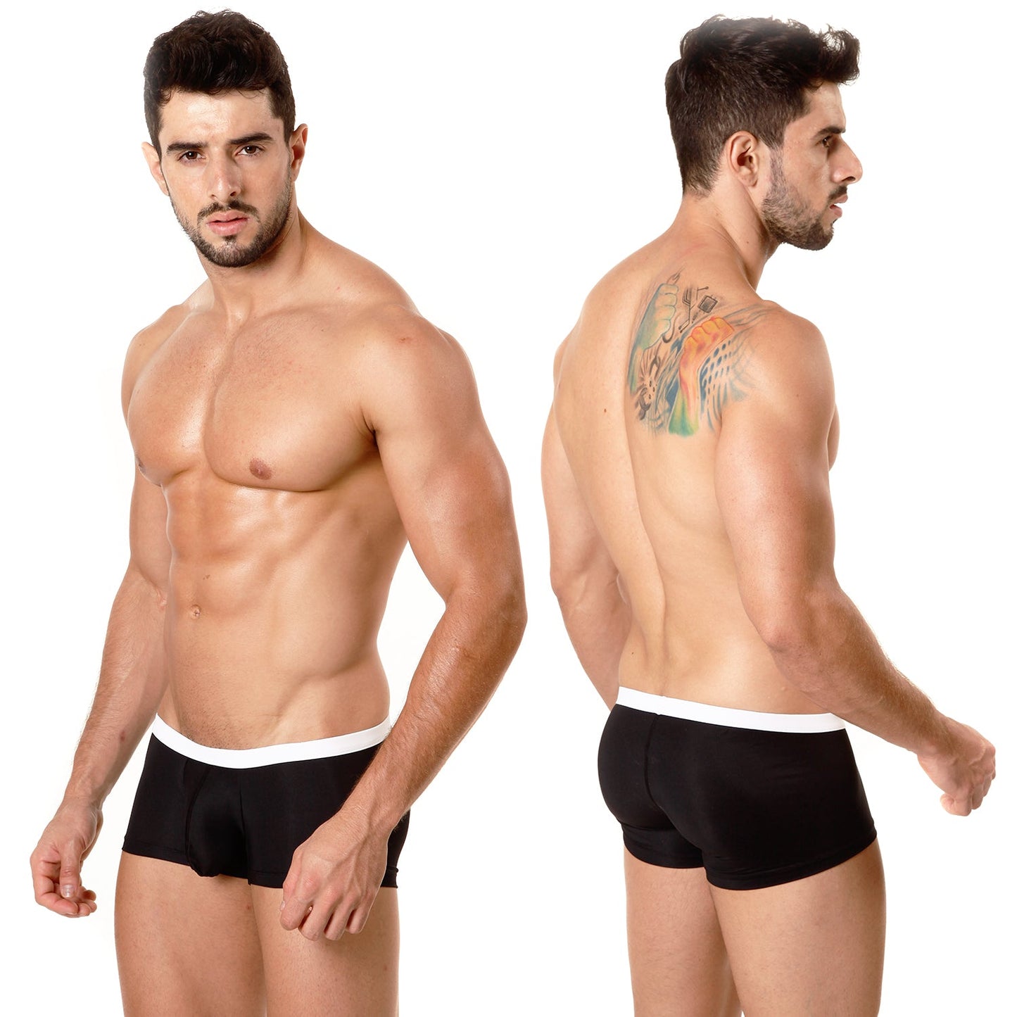 MetroMalewear minimo contrast boxer black briefs with white waistband designed for comfortable everyday wear