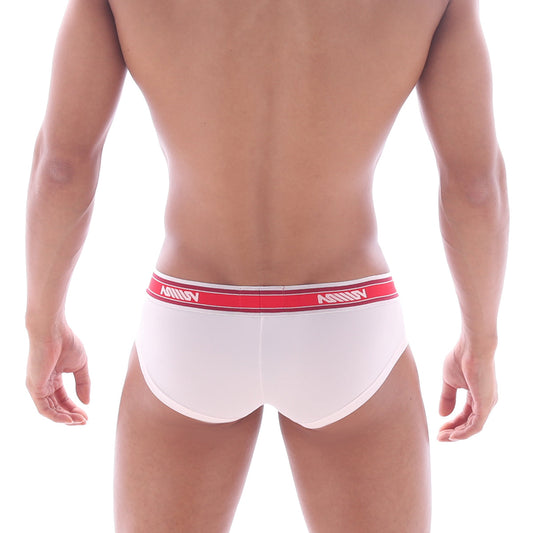 White briefs with a red waistband branded namin from metro male wear mini cheek boxer nude 2025 01 product
