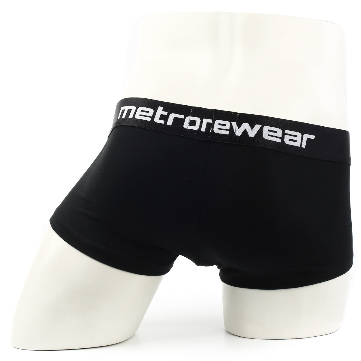 Black men’s briefs with a white metrowear logo on the waistband metro male wear county trunk black 2026-23