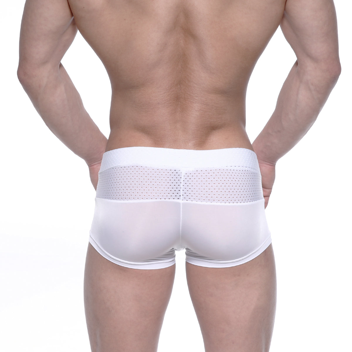 White metro malewear noto trunk athletic briefs with mesh back panel for breathable support