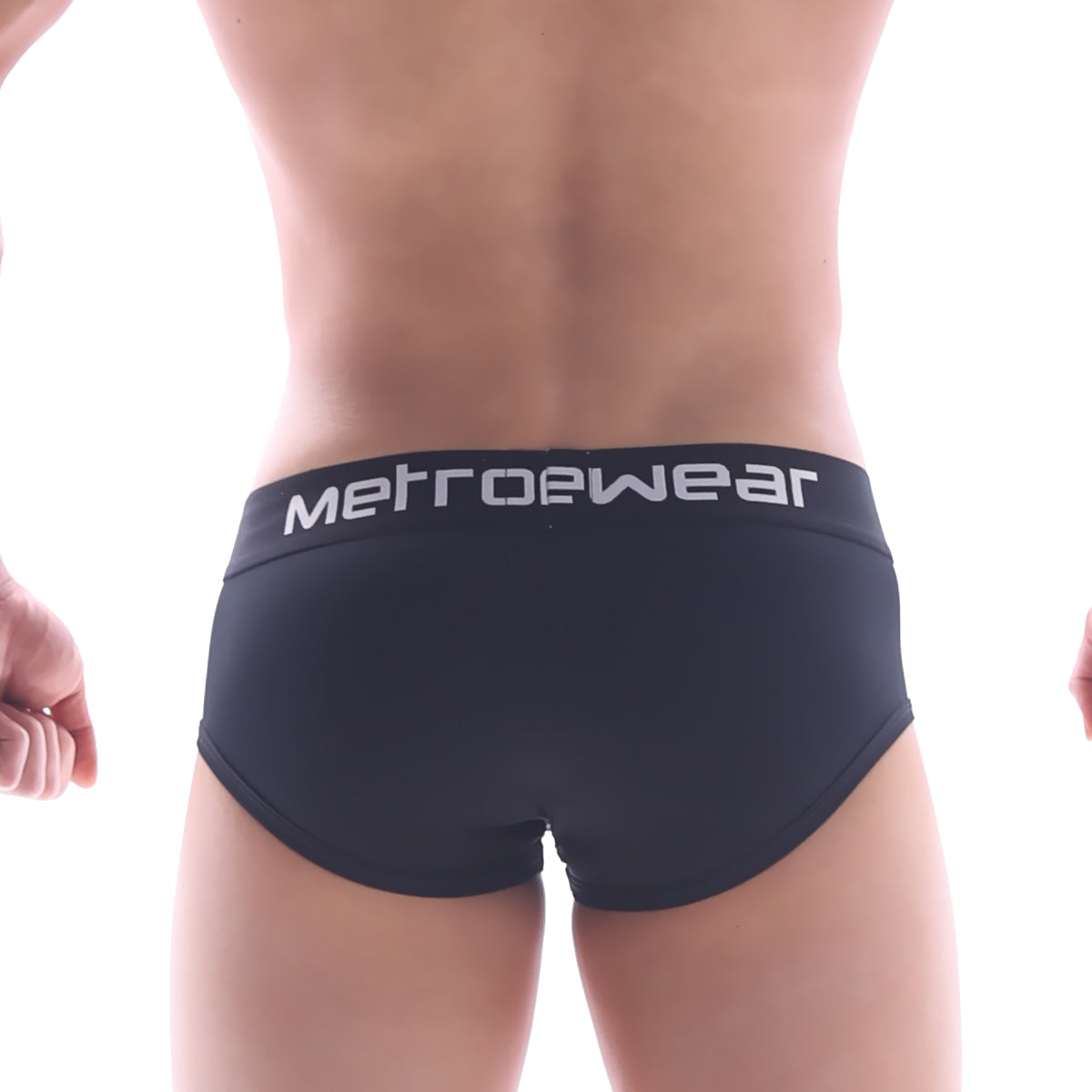 MetroMaleWear max contour brief black 2104-20 features black metrowear briefs with a white logo waistband