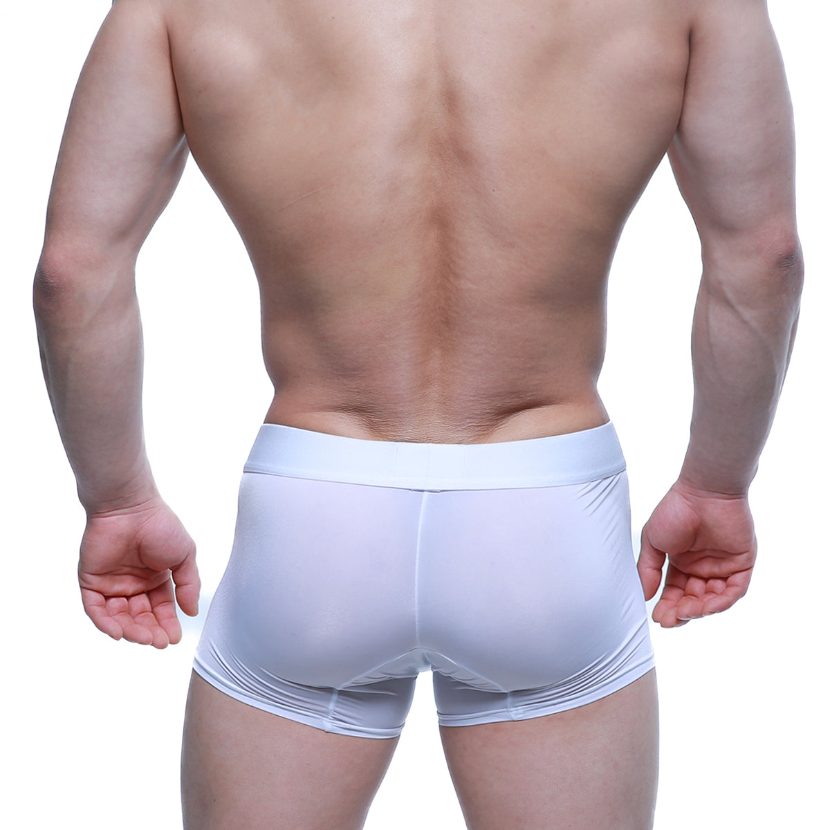White form-fitting MetroMaleWear Maintenant boxer briefs with smooth stretchy fabric and minimalist design