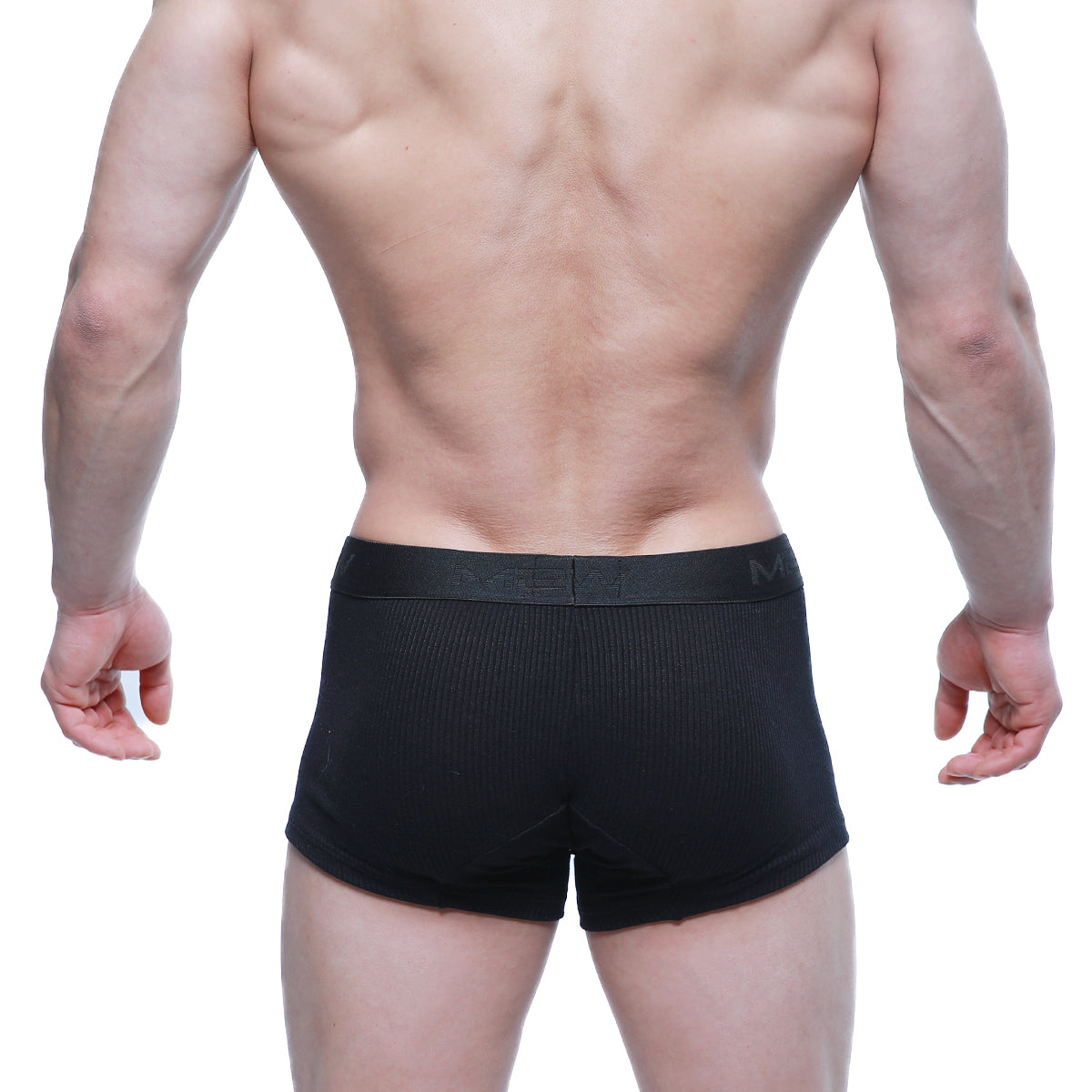 Black ribbed men’s boxer briefs with smooth elastic waistband metroMaleWear Voltz Boxer Brief Black 2122-22