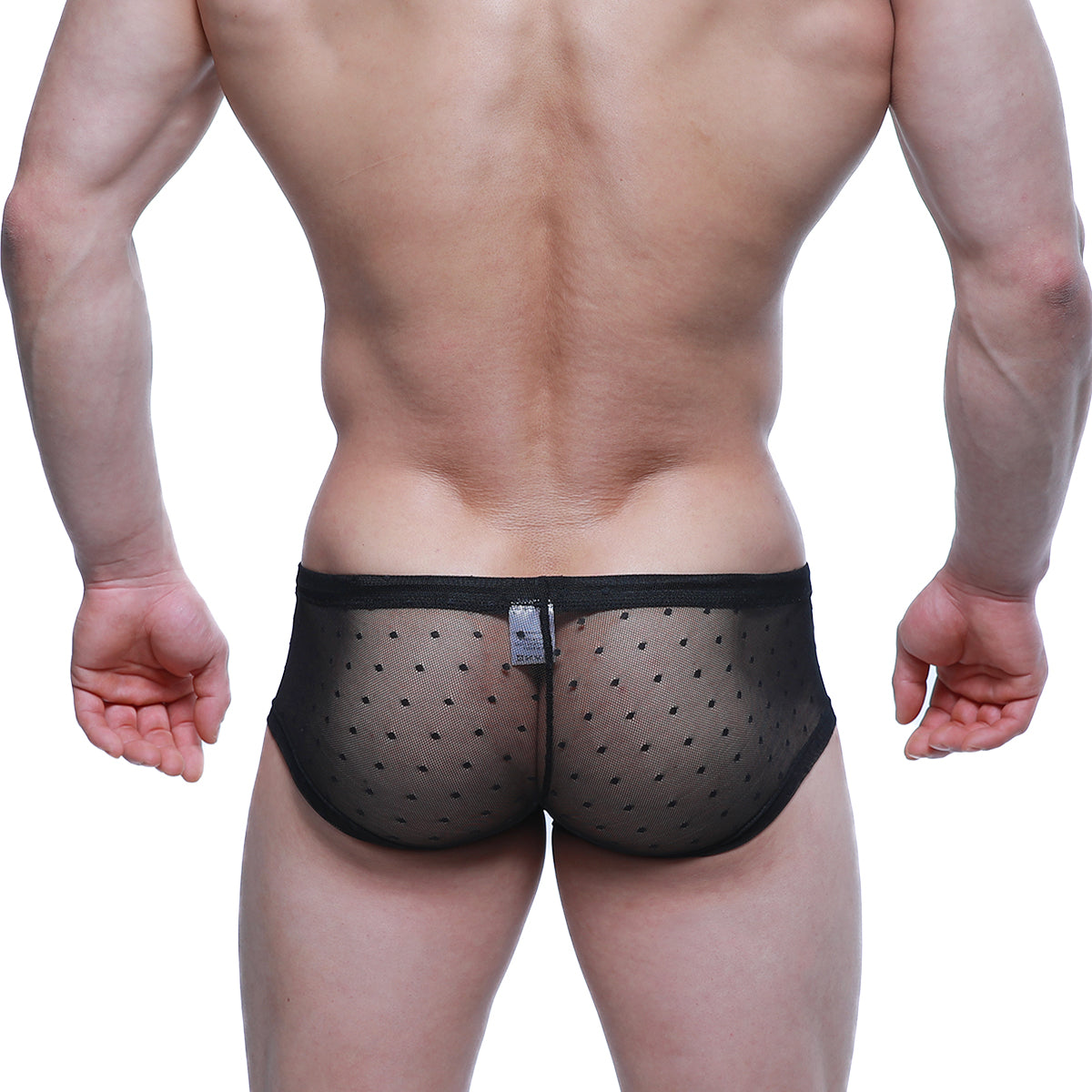 Black mesh briefs with subtle polka dot pattern by MetroMaleWear Oporto trunk 2125-71 for comfortable wear