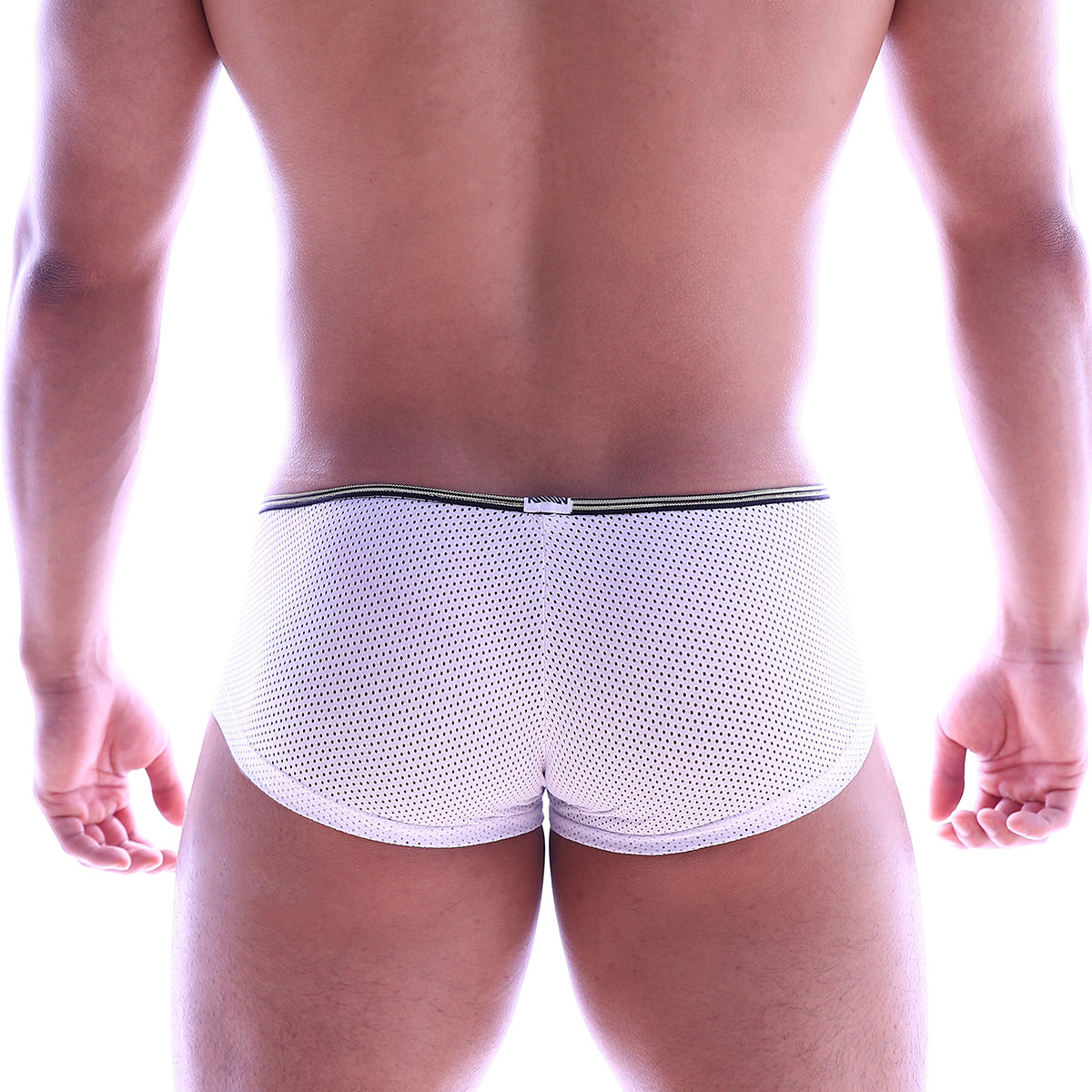 MetroMaleWear vigor trunk white mesh briefs with black elastic waistband for comfortable daily wear