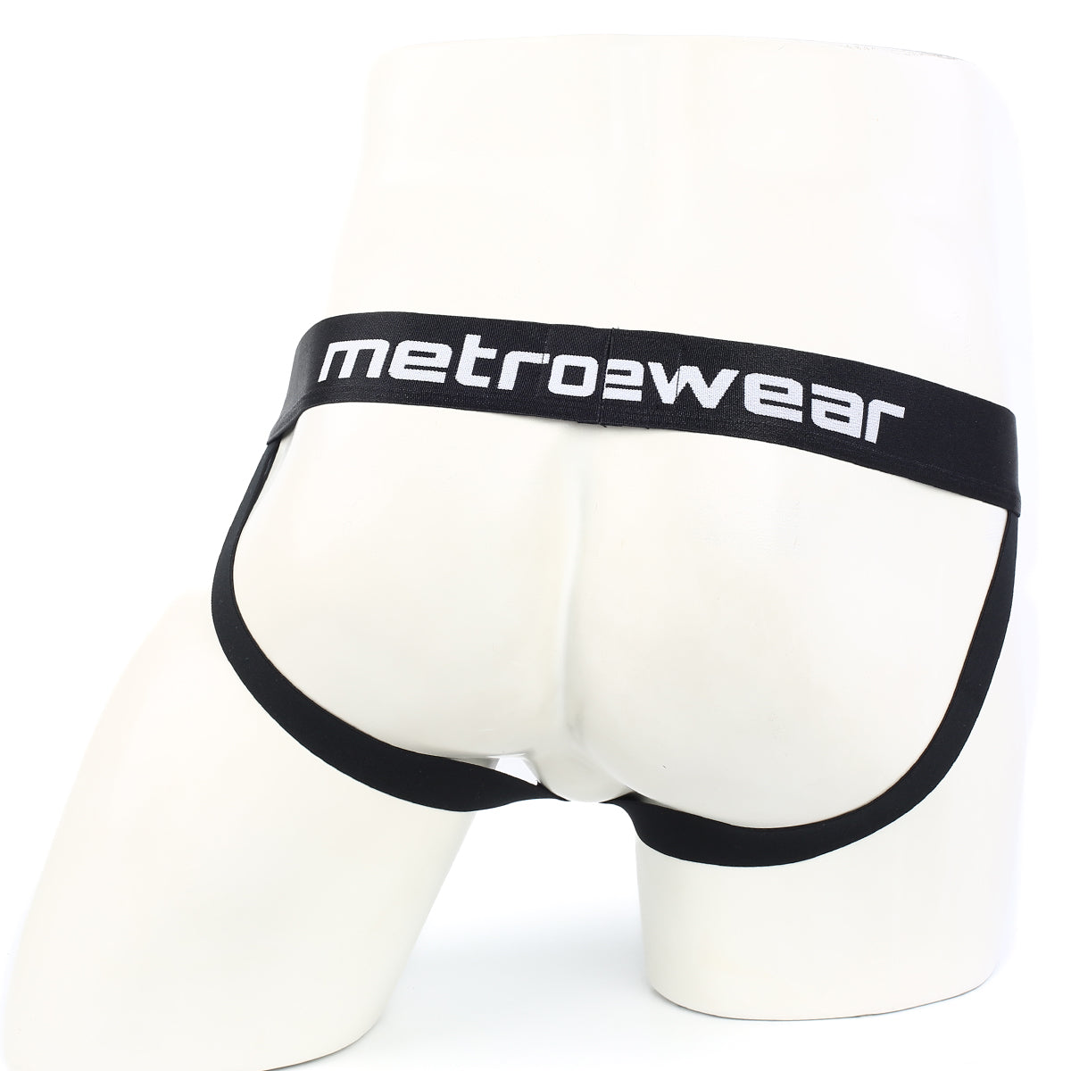 Black metrowear briefs with sleek form fitting design and elastic waistband from metroMalewear grid mesh collection