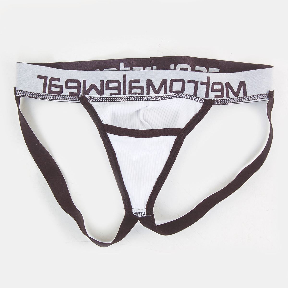 White and black ribbed men’s briefs with meltomg waistband from metromalewear magic jock strap white 2911-00