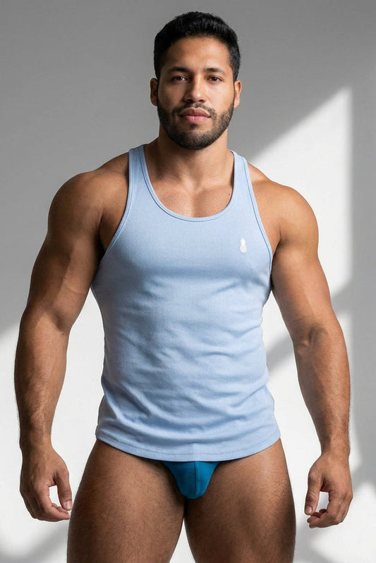JJ Malibu Men's JJ Cool-Dry Gym Stringer - Sky Blue