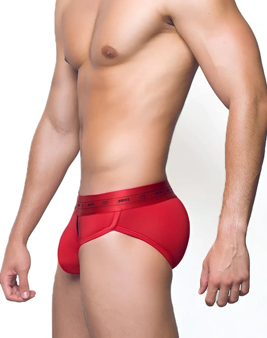 Red men’s briefs with black zenos logo waistband from 2eros x series brief underwear passion u2151pa size l