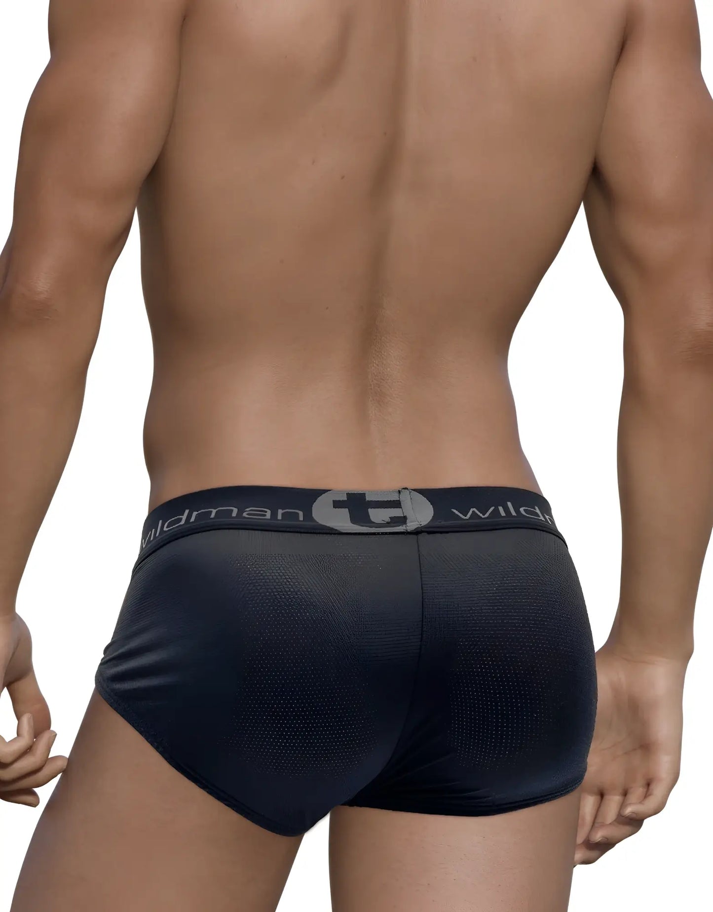 Black wildman briefs 3 pack with textured mesh fabric and gray logo band for comfortable everyday wear