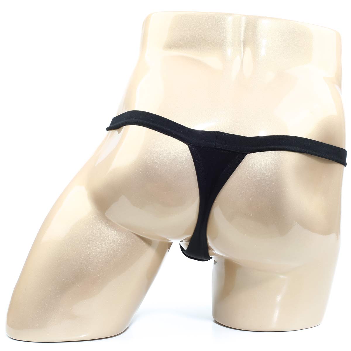 Black thong made of smooth stretchy fabric by MetroMaleWear modernizing thong black 3002-M20 showing back side