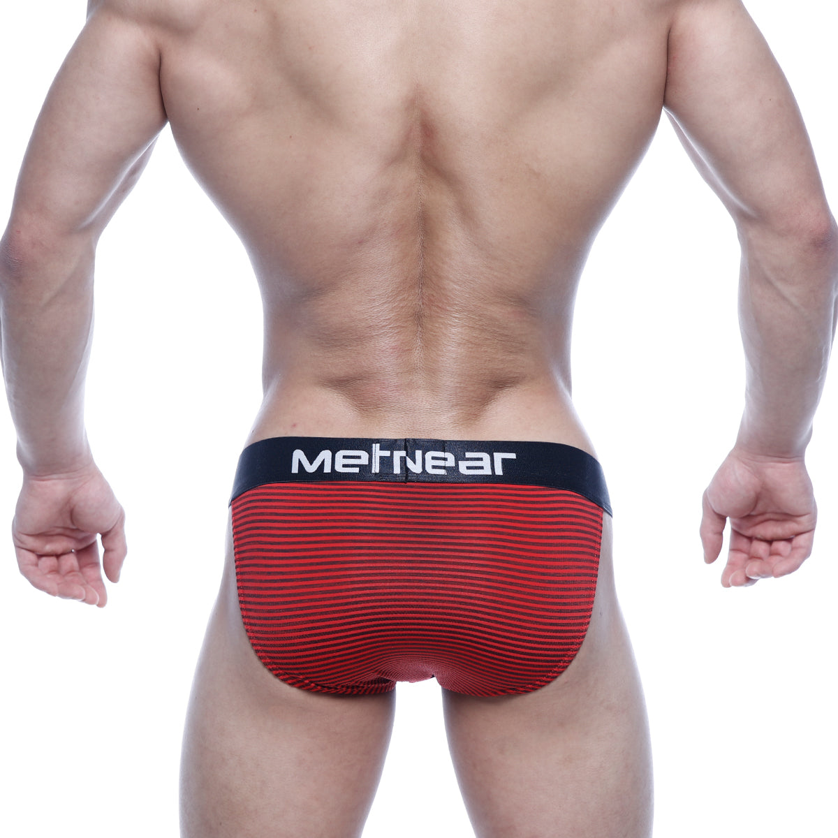 Red striped men’s briefs with black metnear waistband from metromalewear asian bikini red stripe 3004-47 collection