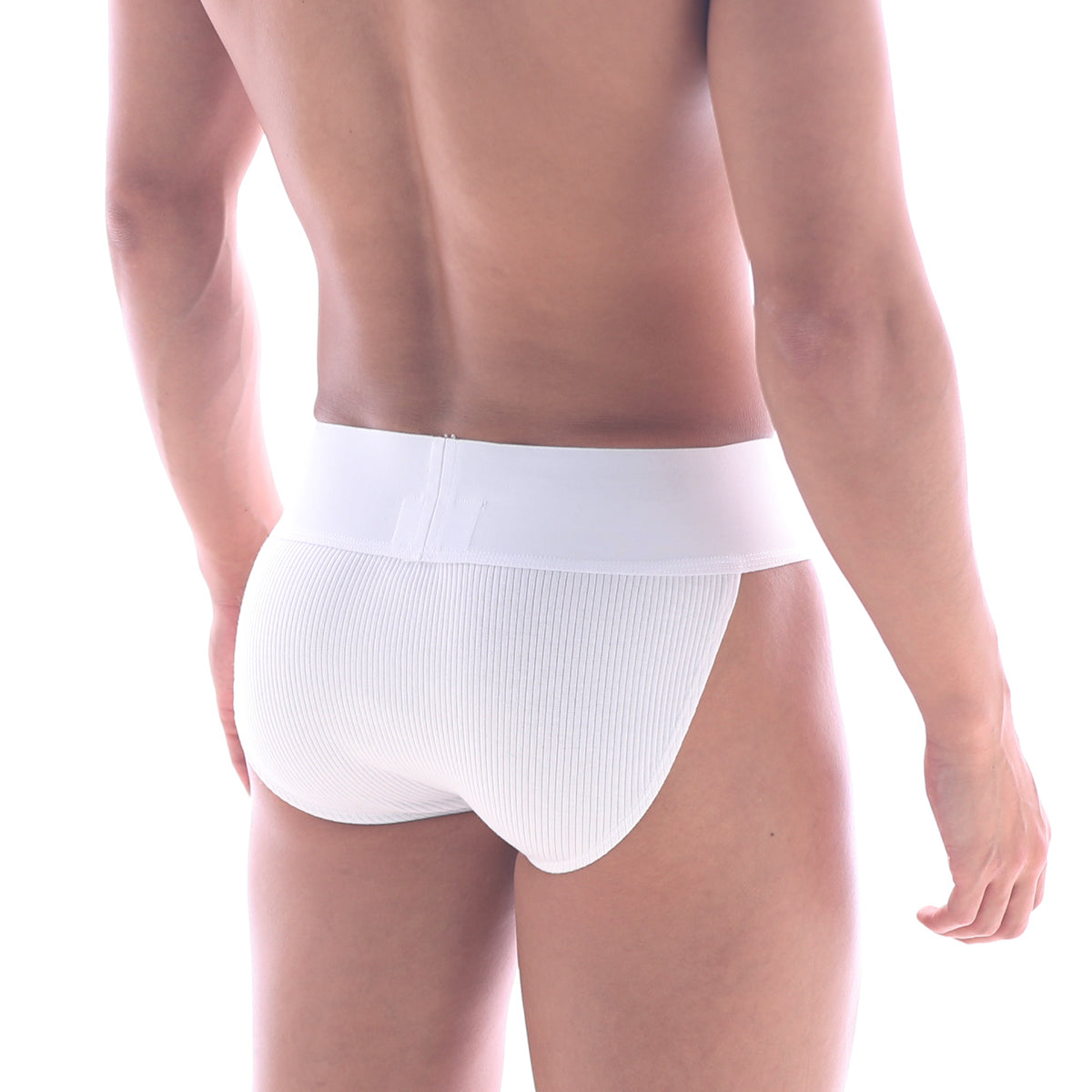White ribbed cotton briefs with smooth elastic waistband from metromalewear metro 3004-w00