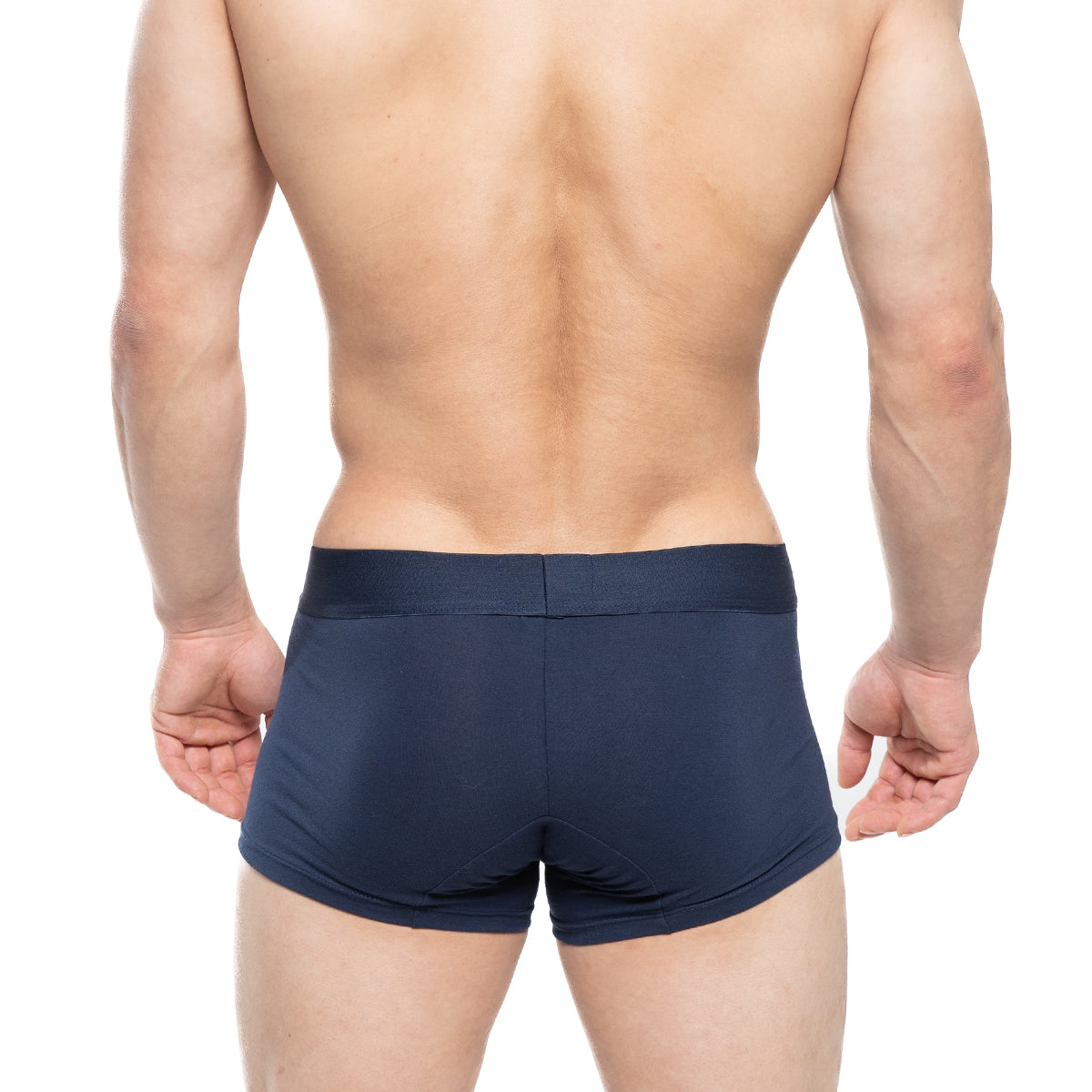 Navy blue MetroMaleWear Profundo short boxer briefs with smooth, form-fitting fabric and minimalist design