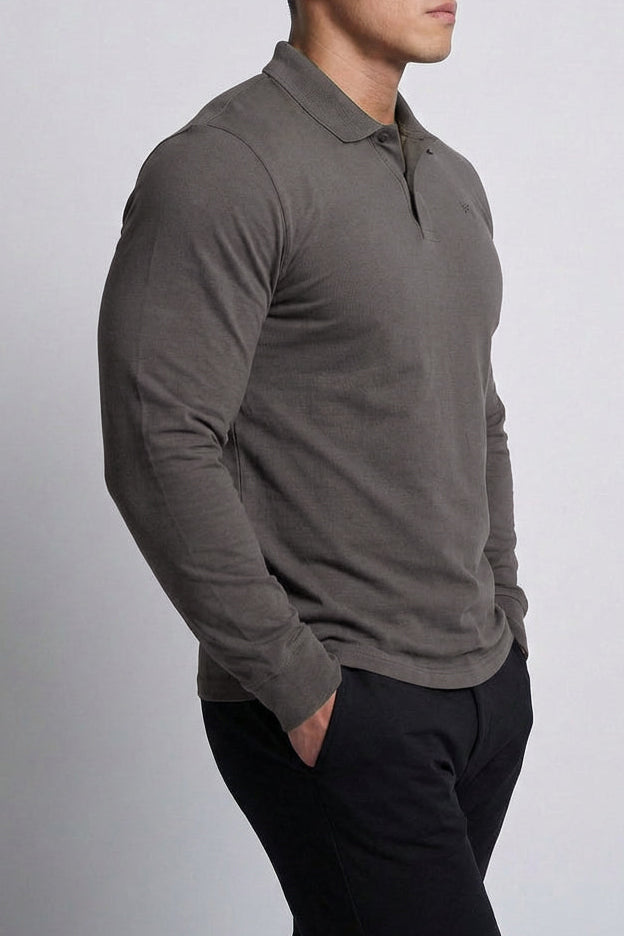 Jed North Men's Polo Button-Up Longsleeve - Cool Olive