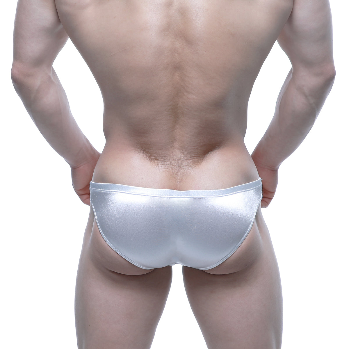 Shiny silver metallic briefs from metromalewear puente bikini avalanche 3603-74 with a sleek pu material finish