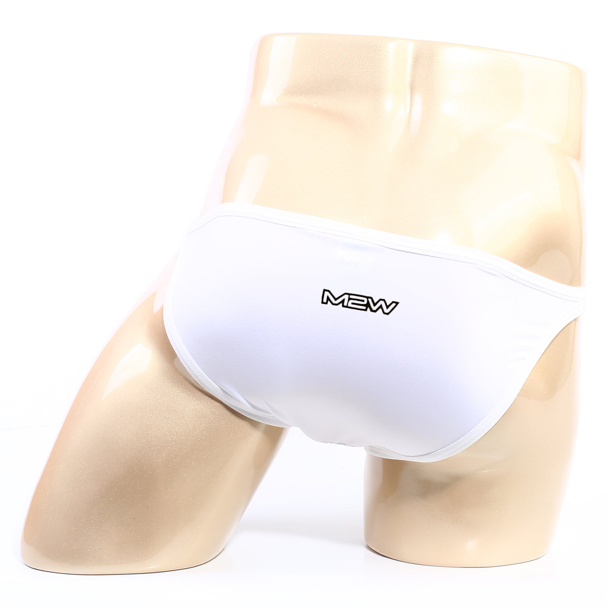 White mew brand briefs metro malewear verano bikini crystal 3606-01 displayed on a mannequin front view