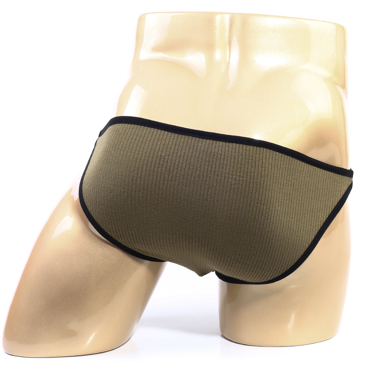 Olive green ribbed briefs with black trim by metromalewear moreno bikini 3607-26 for comfortable daily wear