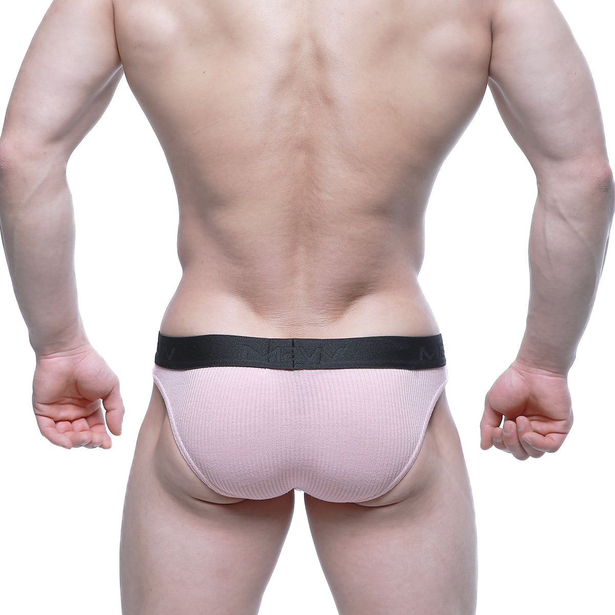 MetroMaleWear air brief pink ribbed cotton briefs with black elastic waistband for comfortable everyday wear