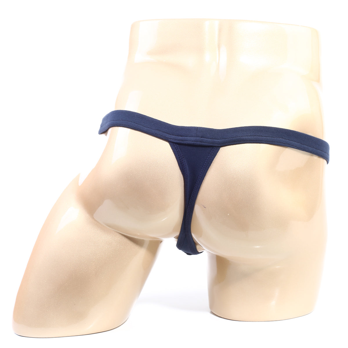 Navymalewear modern pouch thong navy made of smooth stretchy fabric with minimalist design front side visible