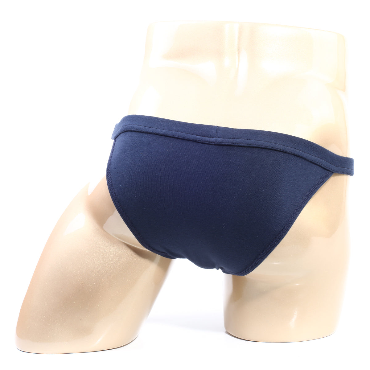 Navy blue MetroMaleWear modern bikini swim trunks with smooth stretchy fabric and seamless design