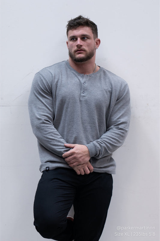 Jed North Men's Waffle Knit Henley Long Sleeve T-Shirt - Dark Gray