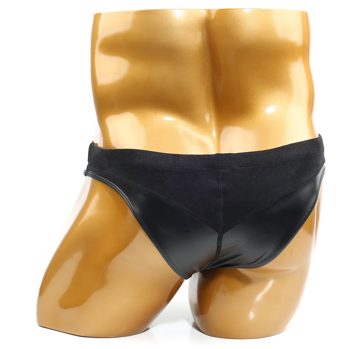Black satin metro musclwear zeus muscle trunk briefs with a smooth glossy finish and snug fit in black