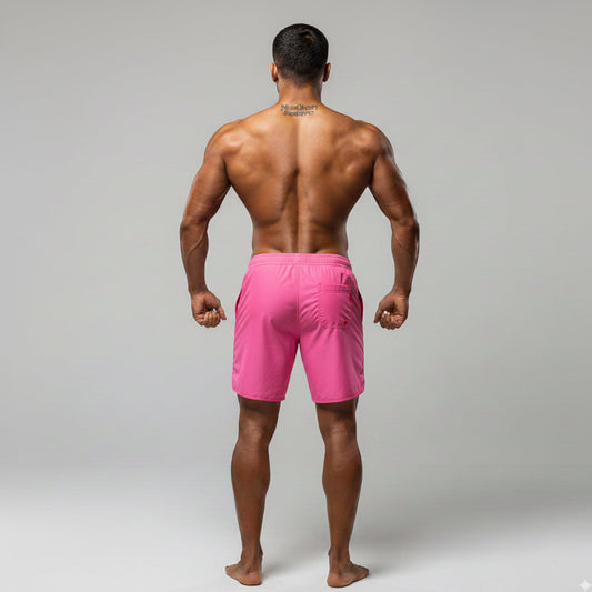 MetroMaleWear physique board short pink 4706-01 bright pink athletic shorts with elastic waistband and side pockets
