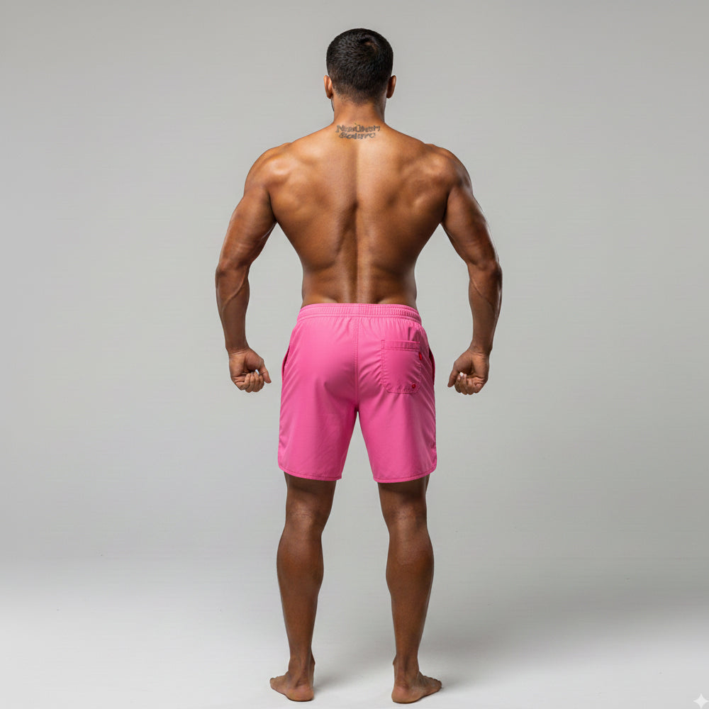MetroMaleWear physique board short pink 4706-01 bright pink athletic shorts with elastic waistband and side pockets