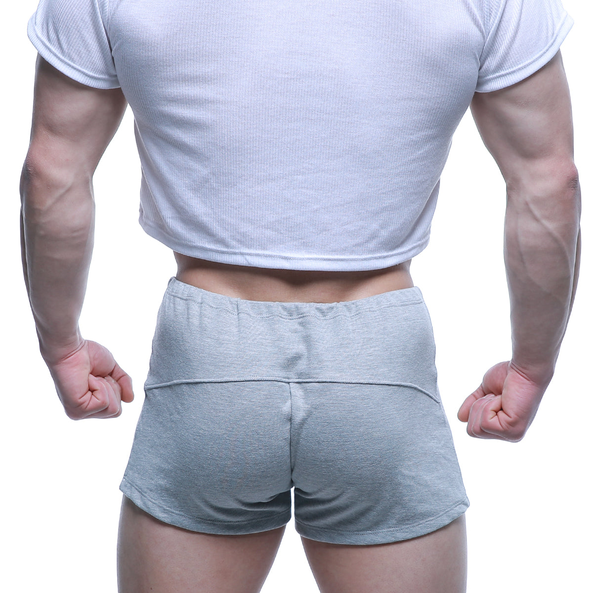 MetroMaleWear FIT shorts gray 4714-10 light gray athletic shorts with ribbed waistband and subtle seam detailing