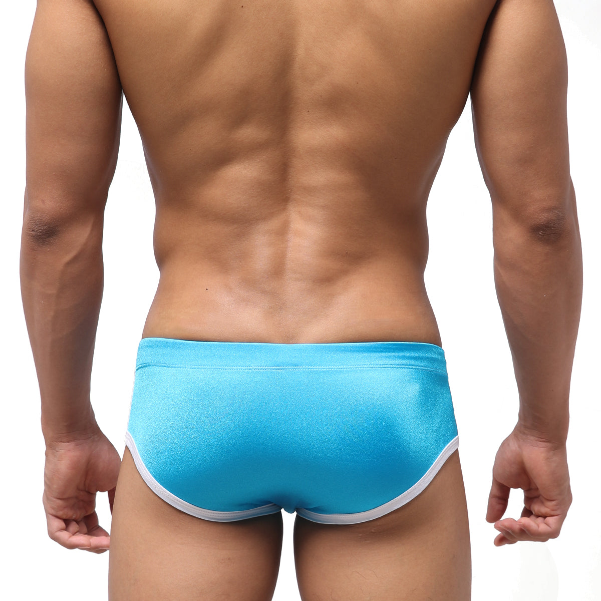 MetroMaleWear Wave swim brief gray 4918-10 bright blue with white trim for comfortable water use