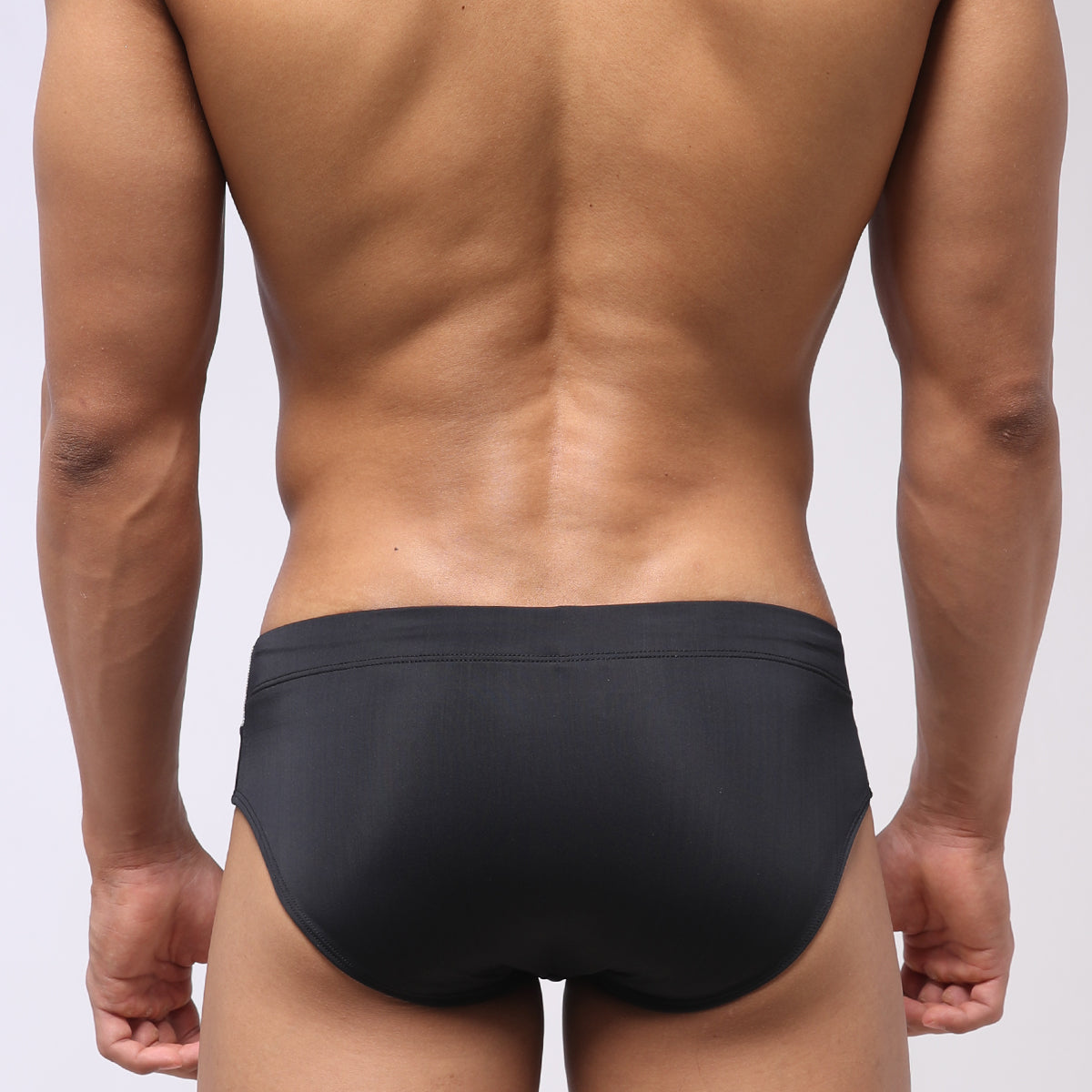 MetroMaleWear Ibiza swim brief metal silver 4928-30 black swim trunks with smooth form fitting design