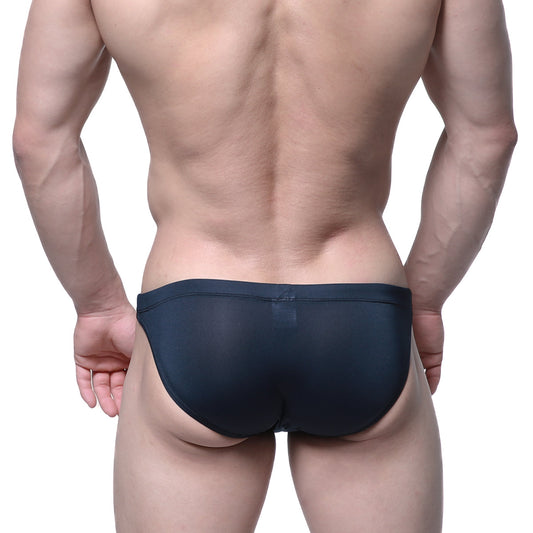 Dark navy blue sheer mesh briefs from metromalewear see through swim bikini black 4937-21 front view