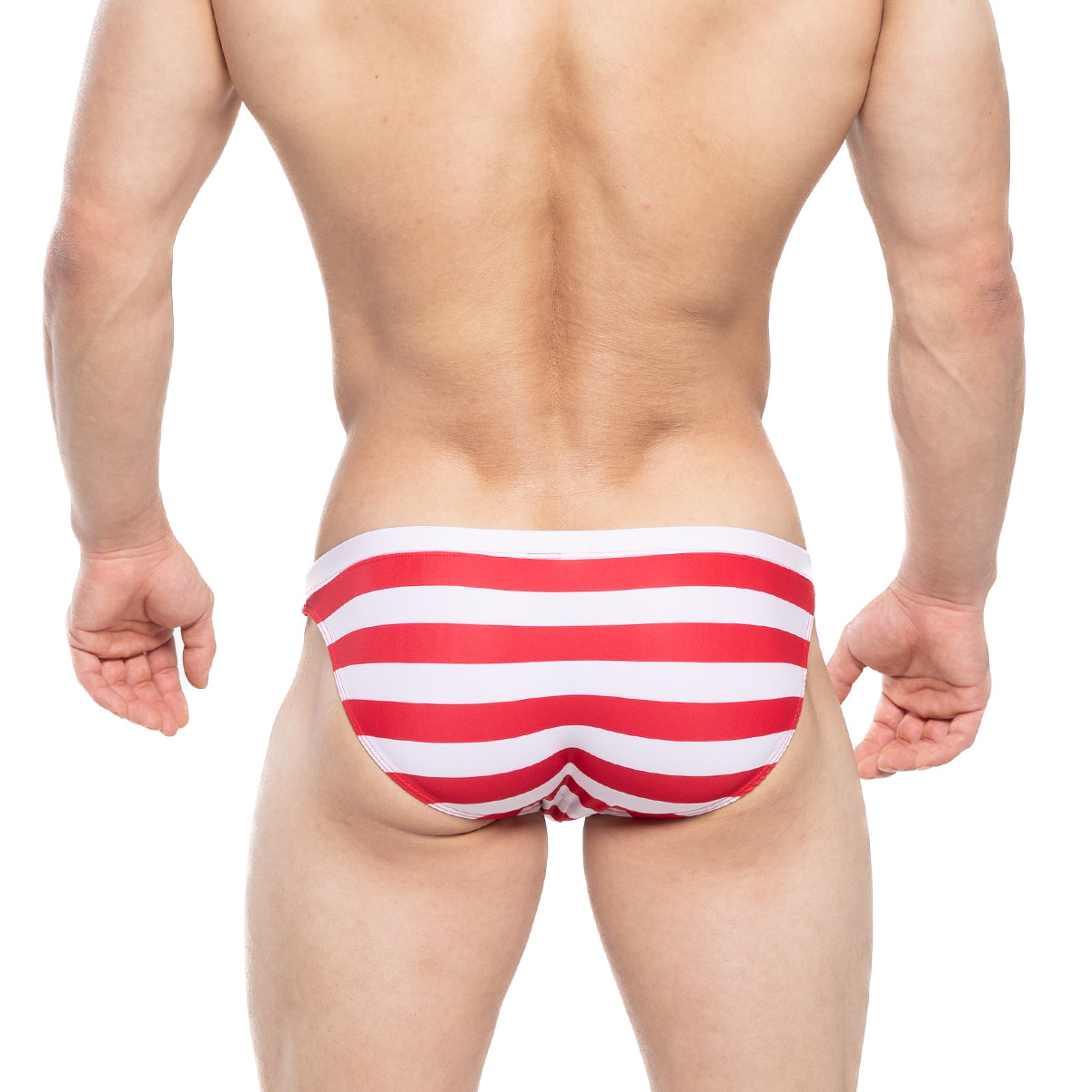 Metro male wear maverick swim bikini 4937-36 red and white striped swim trunks for men designed for swimming