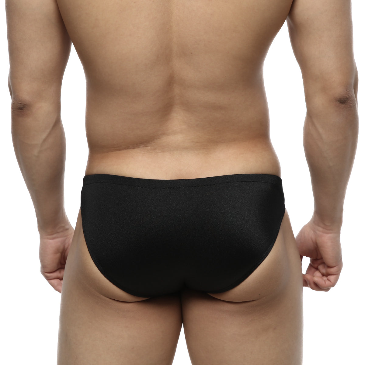 Black MetroMaleWear silicon swim bikini briefs feature a smooth, form-fitting design ideal for swimming