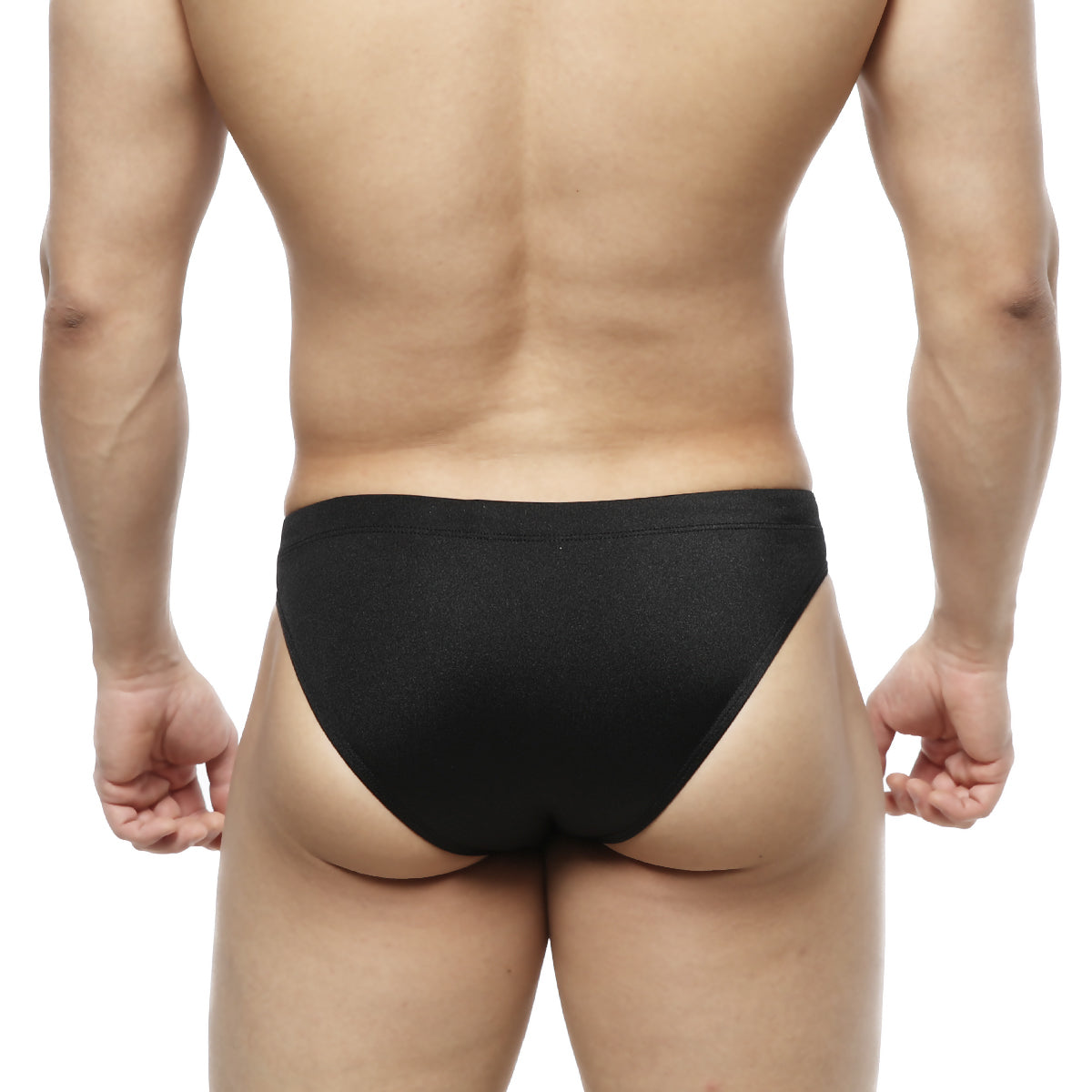 MetroMaleWear Bosillo swim bikini black form-fitting briefs with smooth stretchy fabric and snug waistband front view