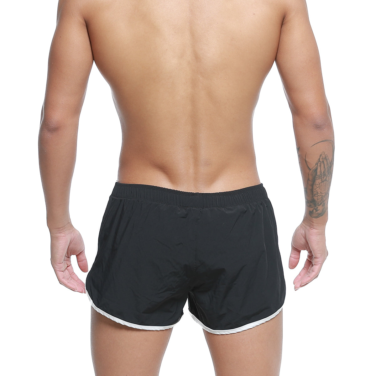 MetroMaleWear summer swim shorts black 4988-20 with white trim along the hem for athletic use